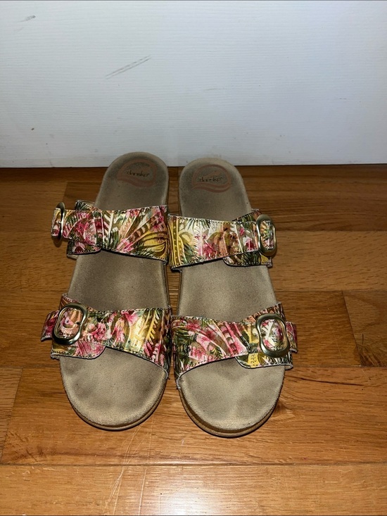 Dansko Shoes - Dansko Women's Floral Double Buckle Slide Sandals - Pink, Green, Yellow